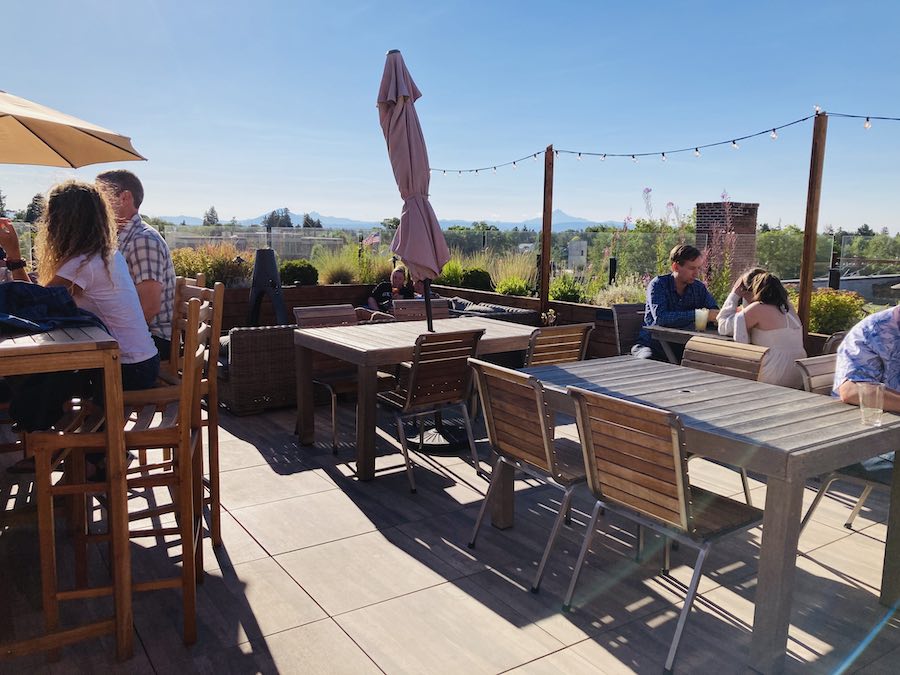 rooftop dining and view from SCP Redmond Hotel