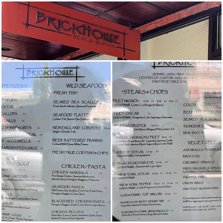 Brickhouse sign and menus