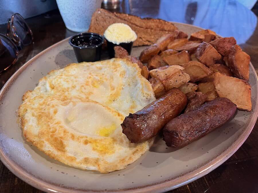 eggs sausage red potatoes toast